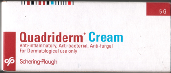 Quadriderm Betamethasone valerate, Gentamicin, Tolnaftate and Iodochlorhydroxyquin Cream 5 grams